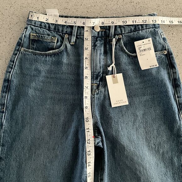 Good American Good Boy Slit Hem Curvy Flat Tummy Tech Gap Proof Jeans Blue 2 - Picture 5 of 10